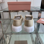 Sneakers High Sole Khaki And White Canvas
