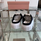Mule Shoes Black And White Canvas