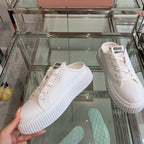Mule Shoes White Canvas