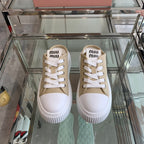 Mule Shoes Khaki And White Canvas