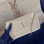 icare 58cm woven raffia brown calfskin