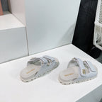 Slippers White Sheepskin With Stylized Straps
