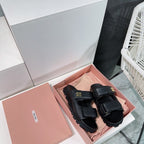 Slippers Black Sheepskin With Stylized Straps