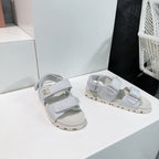 Sandals White Sheepskin With Stylized Straps