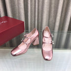 LP ROGER VIVIER SANDAL METALLIC PINK LEATHER