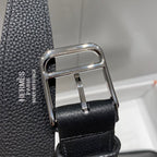 STEVE LIGHT JUNIOR MESSENGER BAG 27 IN BLACK TOGO CALFSKIN