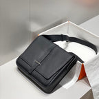 STEVE LIGHT JUNIOR MESSENGER BAG 27 IN BLACK TOGO CALFSKIN