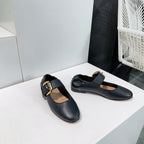 ASTAIRE MARY-JANE BALLERINA IN BLACK CALFSKIN