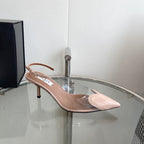 ALAIA HIGH 6 CM SLINGBACK IN BEIGE CREAM PATENT CALFSKIN AND FILM