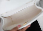 CHANEL 25S FLAP BAG 21 CM IN WHITE LAMBSKIN WITH GOLD HARDWARE