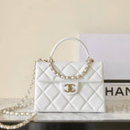 CHANEL 25S FLAP BAG 21 CM IN WHITE LAMBSKIN WITH GOLD HARDWARE