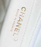 CHANEL 25S FLAP BAG 21 CM IN WHITE LAMBSKIN WITH GOLD HARDWARE