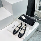 BALLET FLAT IN BLACK EMBOSSED CALFSKIN