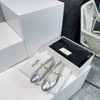 BALLET FLAT IN SILVER CALFSKIN