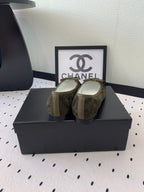 BALLET FLAT OLIVE GREEN MIX BLACK VELVET