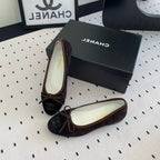 BALLET FLAT DARK BROWN MIX BLACK VELVET