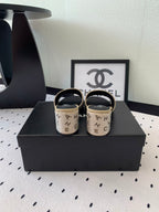 RHINESTONE LETTER HIGH HEELS CARAMEL BROWN AND BLACK LAMBSKIN