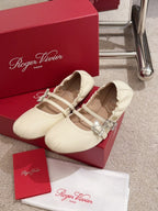 MARY JANES WITH TWO STRAPS IN BEIGE SOFT LAMBSKIN