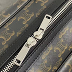 Celine Duffle Bag Bag Triomphe Black Beige Canvas & Calfskin