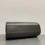 Celine Duffle Bag Bag Triomphe Black Beige Canvas & Calfskin