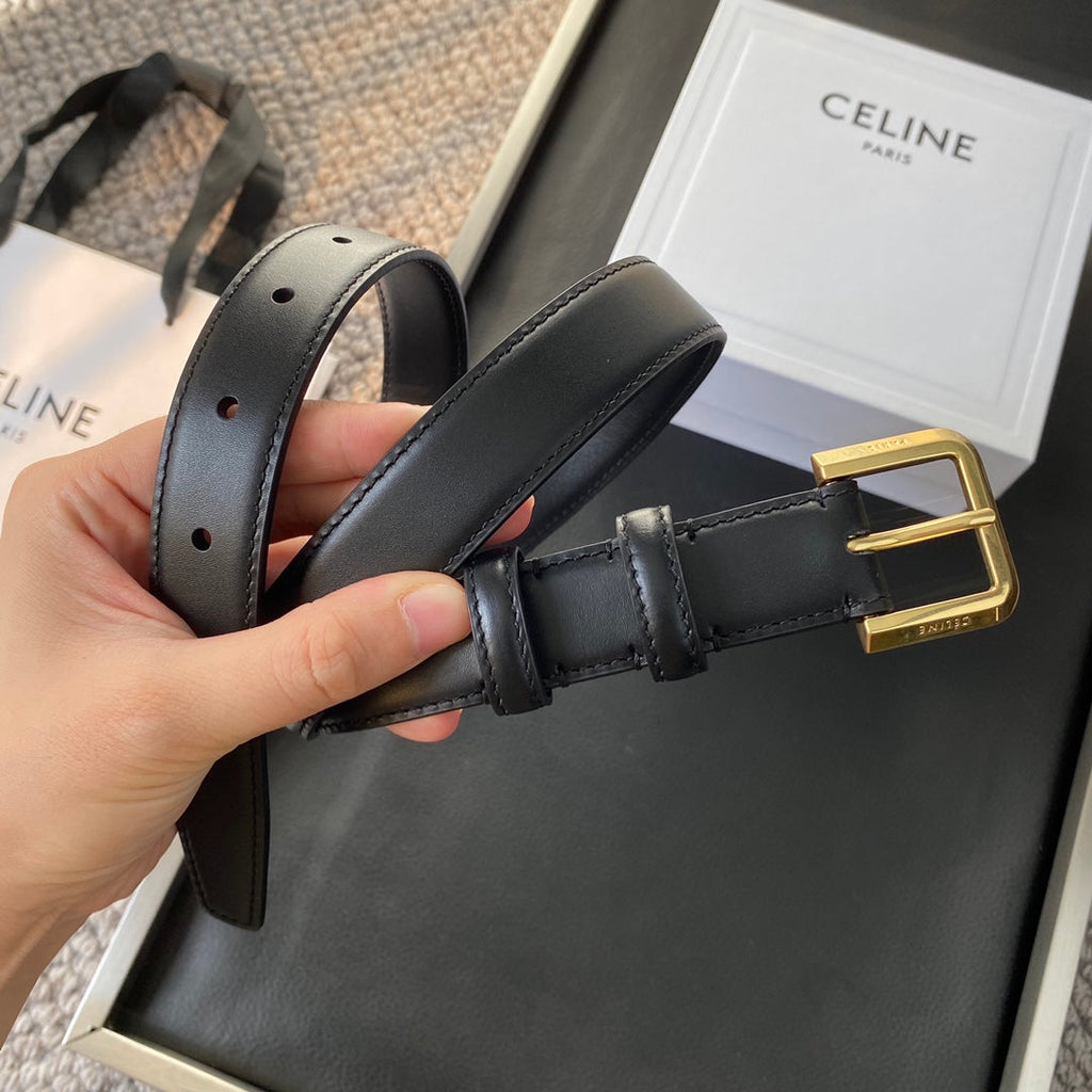 BELT 25MM IN BLACK REVERSIBLE ITALIAN CALFSKIN WITH  GOLD BUCKLE