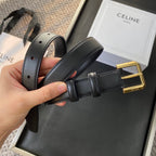 BELT 25MM IN BLACK REVERSIBLE ITALIAN CALFSKIN WITH  GOLD BUCKLE