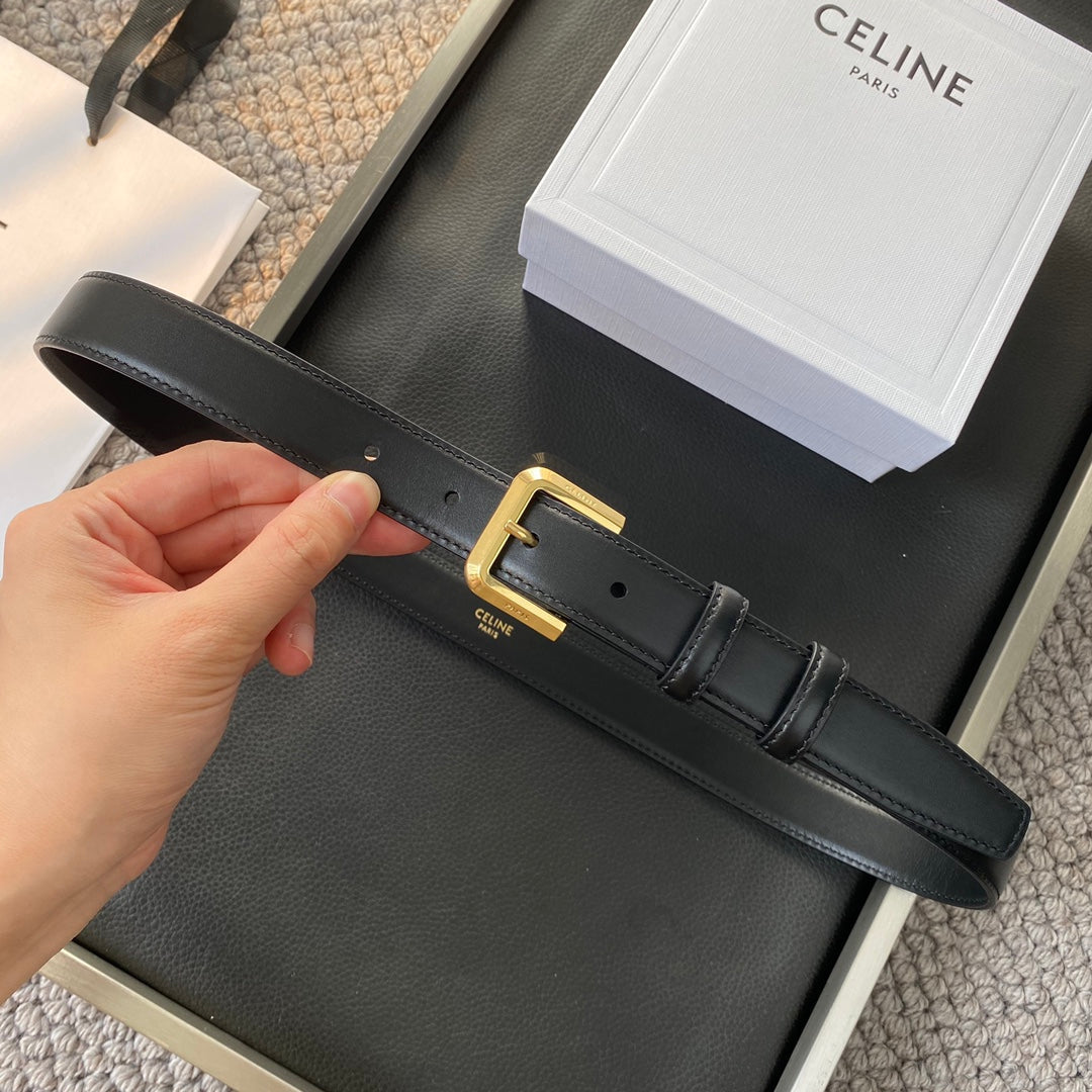 BELT 25MM IN BLACK REVERSIBLE ITALIAN CALFSKIN WITH  GOLD BUCKLE
