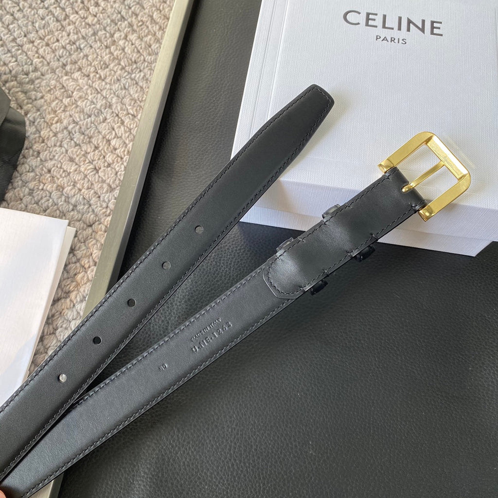 BELT 25MM IN BLACK REVERSIBLE ITALIAN CALFSKIN WITH  GOLD BUCKLE