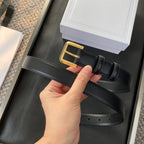 BELT 25MM IN BLACK REVERSIBLE ITALIAN CALFSKIN WITH  GOLD BUCKLE