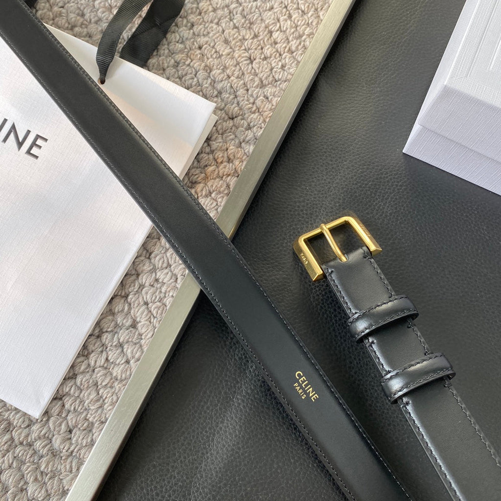 BELT 25MM IN BLACK REVERSIBLE ITALIAN CALFSKIN WITH  GOLD BUCKLE
