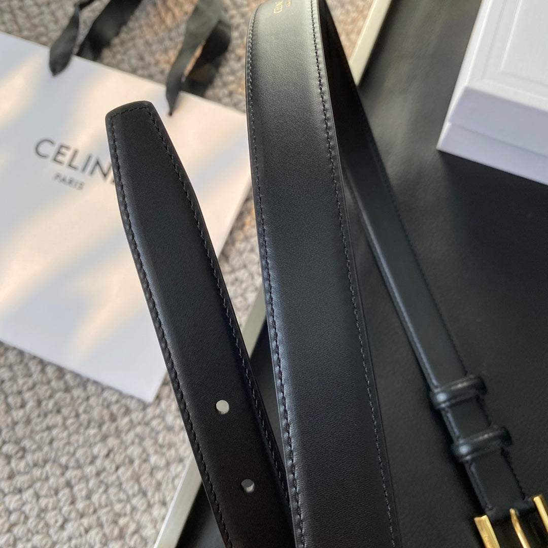 BELT 25MM IN BLACK REVERSIBLE ITALIAN CALFSKIN WITH  GOLD BUCKLE