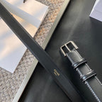 BELT 25MM IN BLACK REVERSIBLE ITALIAN CALFSKIN WITH  SILVER BUCKLE WHITE STITCHING