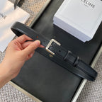 BELT 25MM IN BLACK REVERSIBLE ITALIAN CALFSKIN WITH  SILVER BUCKLE