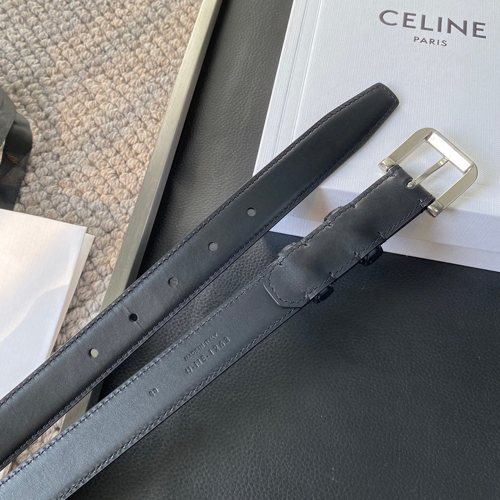 BELT 25MM IN BLACK REVERSIBLE ITALIAN CALFSKIN WITH  SILVER BUCKLE