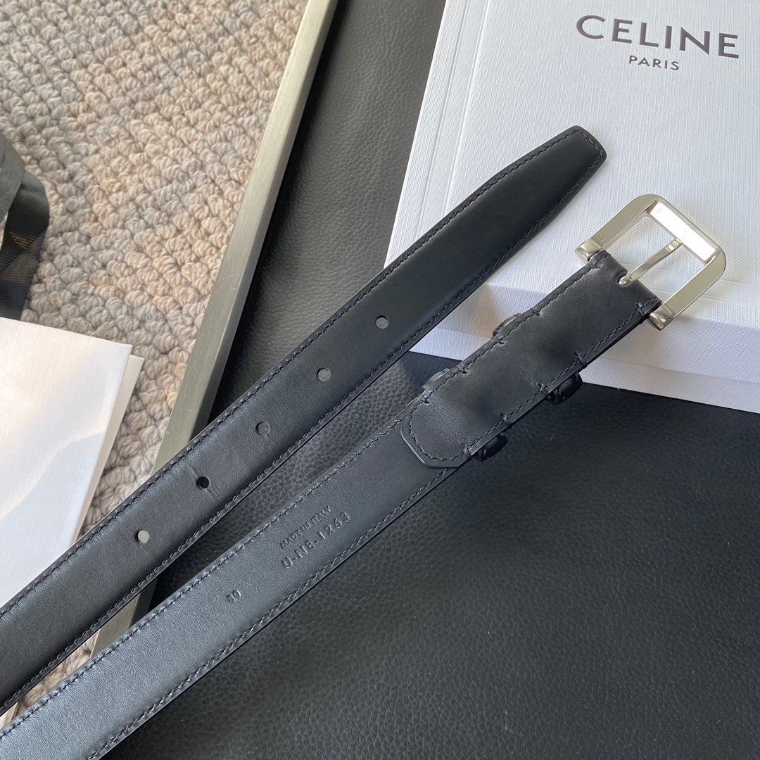 BELT 25MM IN BLACK REVERSIBLE ITALIAN CALFSKIN WITH  SILVER BUCKLE