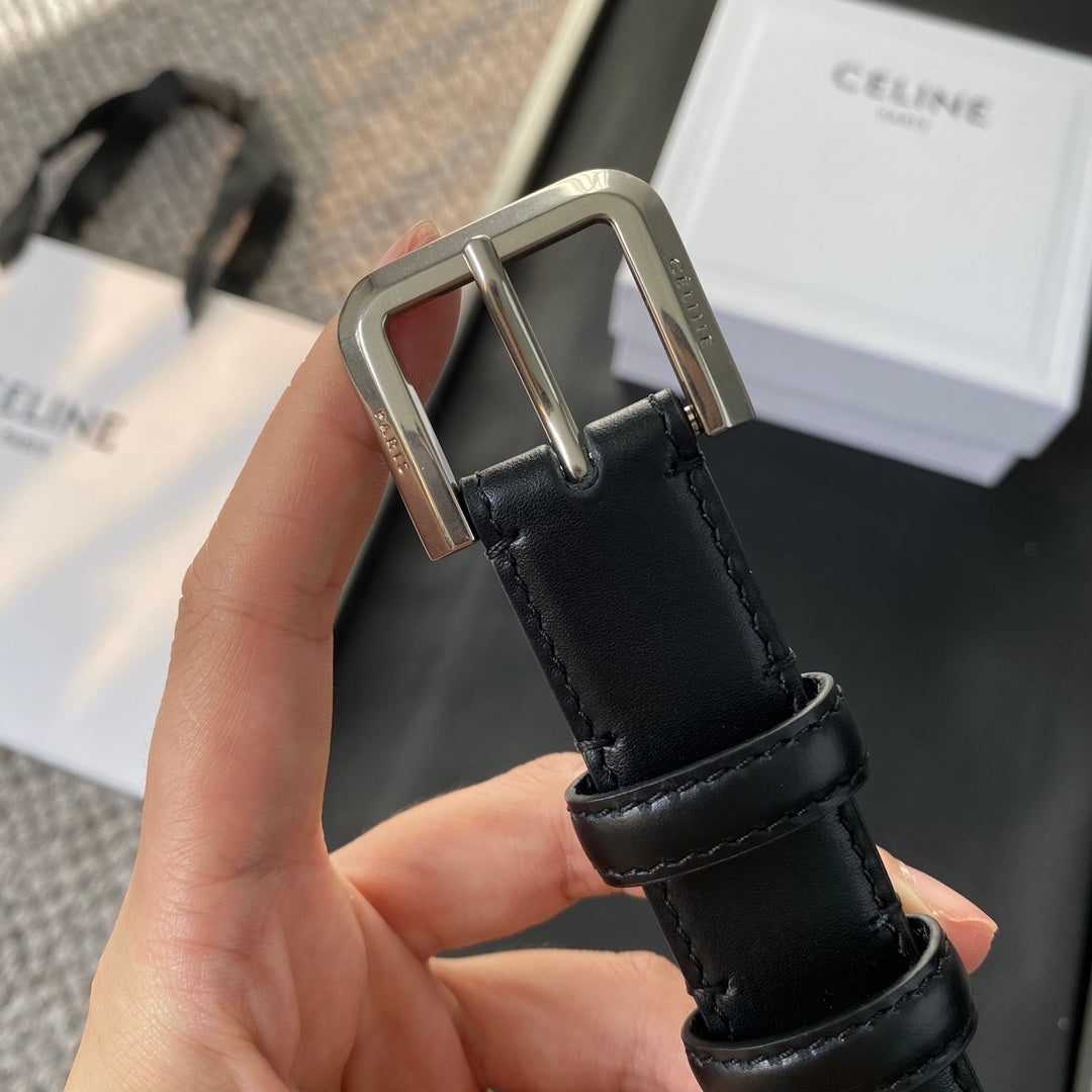 BELT 25MM IN BLACK REVERSIBLE ITALIAN CALFSKIN WITH  SILVER BUCKLE