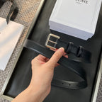 BELT 25MM IN BLACK REVERSIBLE ITALIAN CALFSKIN WITH  SILVER BUCKLE