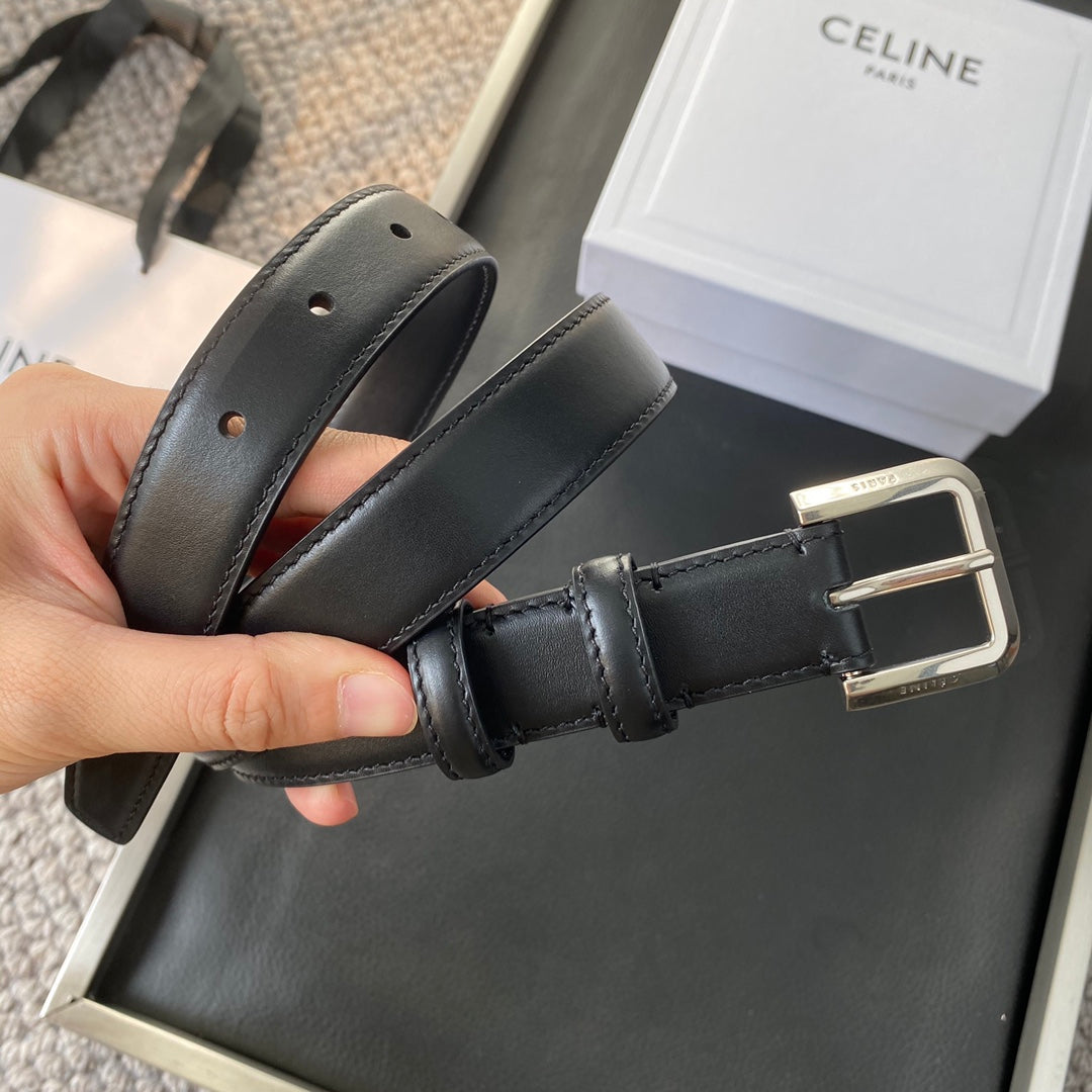 BELT 25MM IN BLACK REVERSIBLE ITALIAN CALFSKIN WITH  SILVER BUCKLE