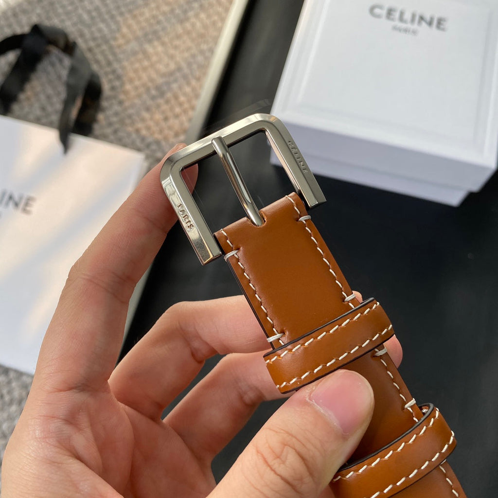 BELT 25MM IN BROWN REVERSIBLE ITALIAN CALFSKIN WITH  SILVER BRASS BUCKLE