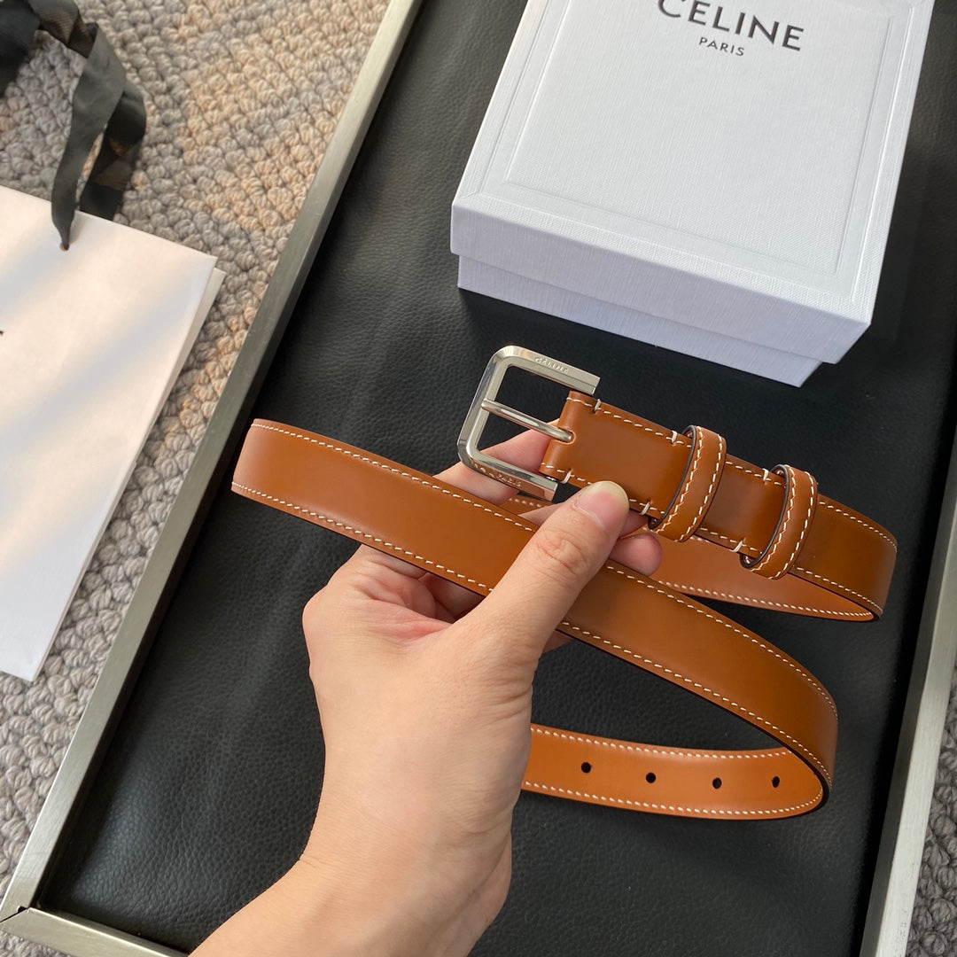 BELT 25MM IN BROWN REVERSIBLE ITALIAN CALFSKIN WITH  SILVER BRASS BUCKLE