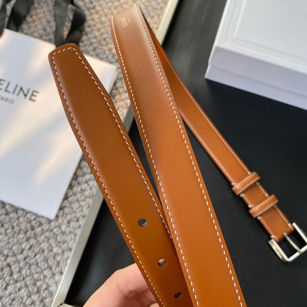 BELT 25MM IN BROWN REVERSIBLE ITALIAN CALFSKIN WITH  SILVER BRASS BUCKLE
