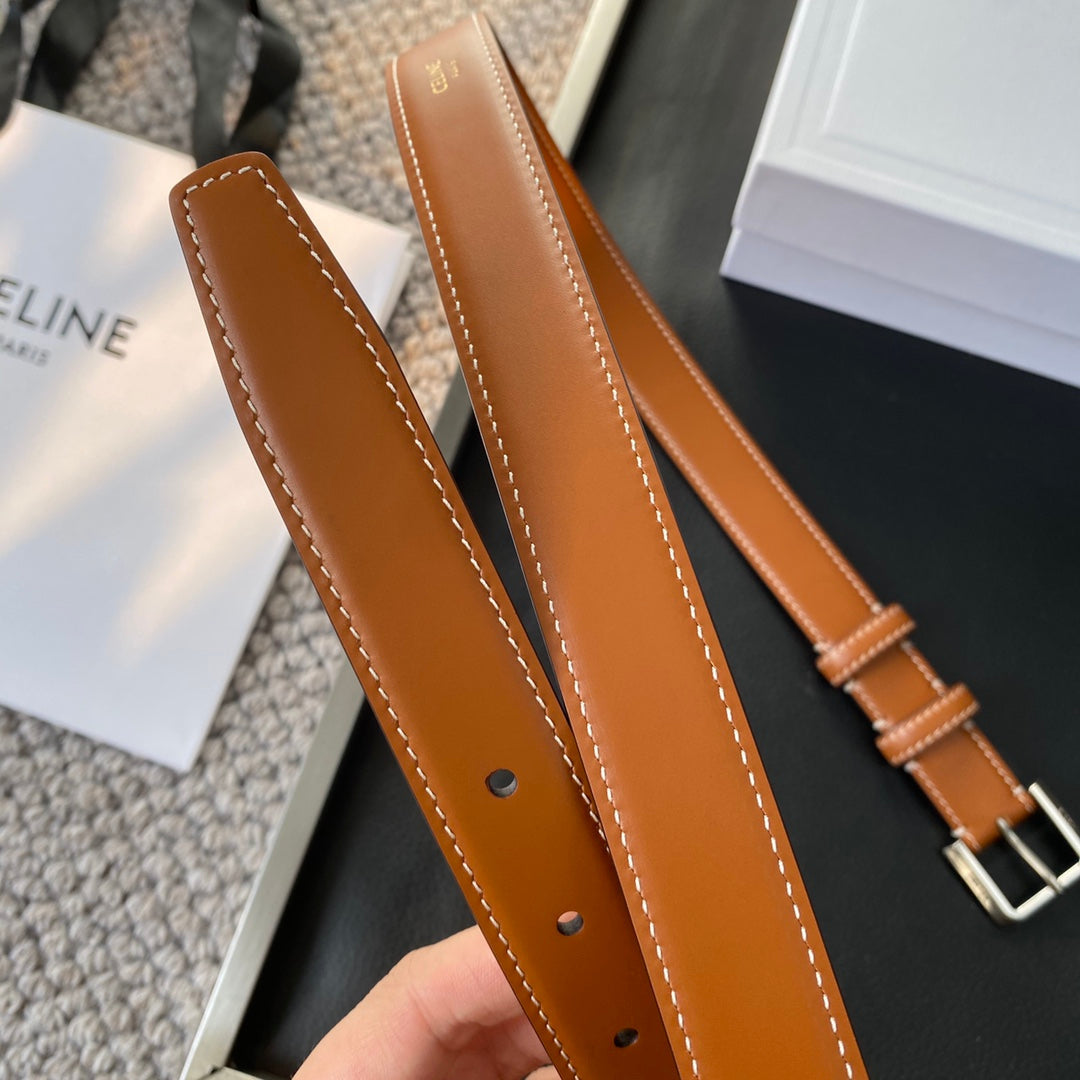 BELT 25MM IN BROWN REVERSIBLE ITALIAN CALFSKIN WITH  SILVER BRASS BUCKLE