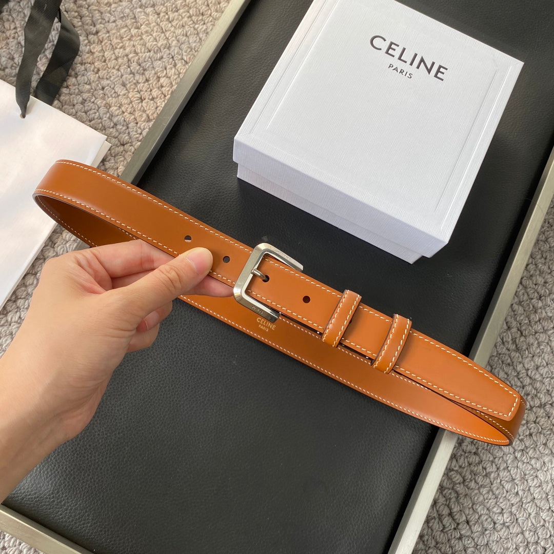 BELT 25MM IN BROWN REVERSIBLE ITALIAN CALFSKIN WITH  SILVER BRASS BUCKLE