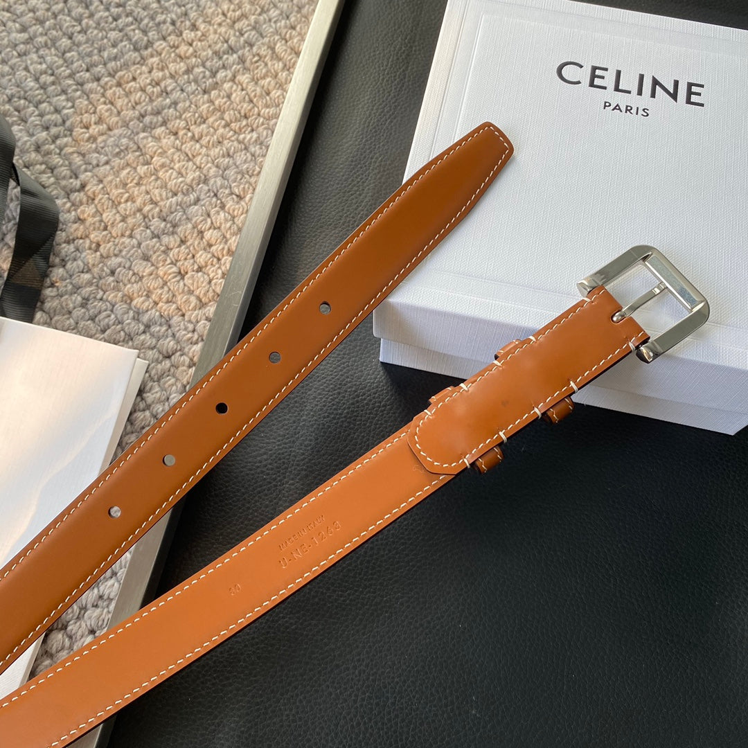 BELT 25MM IN BROWN REVERSIBLE ITALIAN CALFSKIN WITH  SILVER BRASS BUCKLE