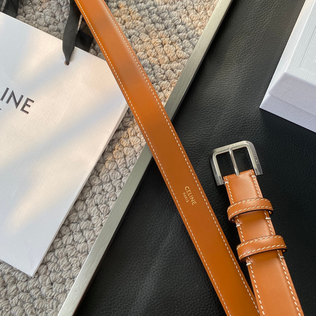 BELT 25MM IN BROWN REVERSIBLE ITALIAN CALFSKIN WITH  SILVER BRASS BUCKLE