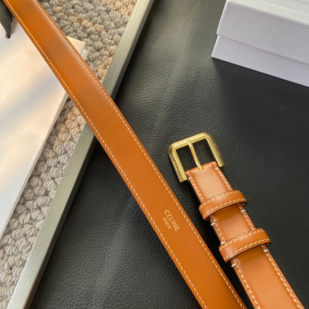 BELT 25MM IN BROWN REVERSIBLE ITALIAN CALFSKIN WITH  GOLD BRASS BUCKLE