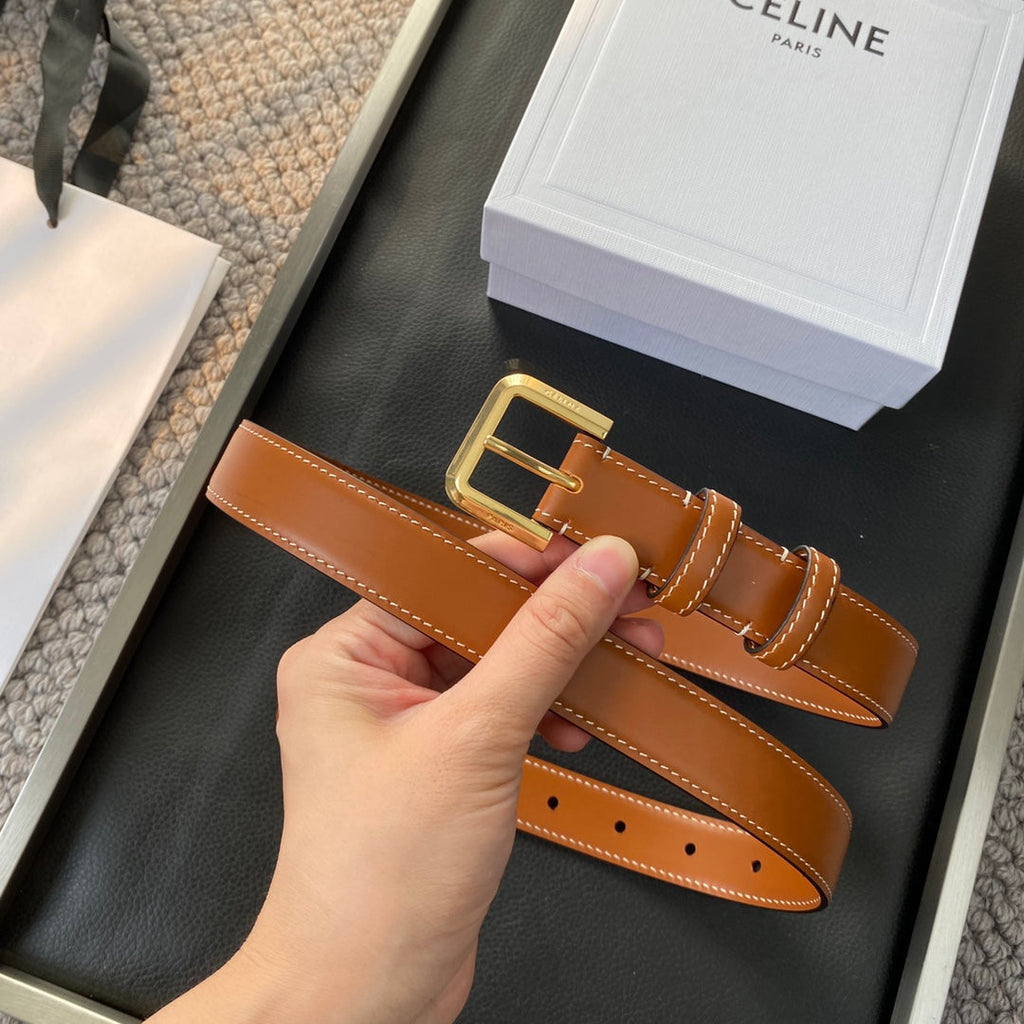BELT 25MM IN BROWN REVERSIBLE ITALIAN CALFSKIN WITH  GOLD BRASS BUCKLE