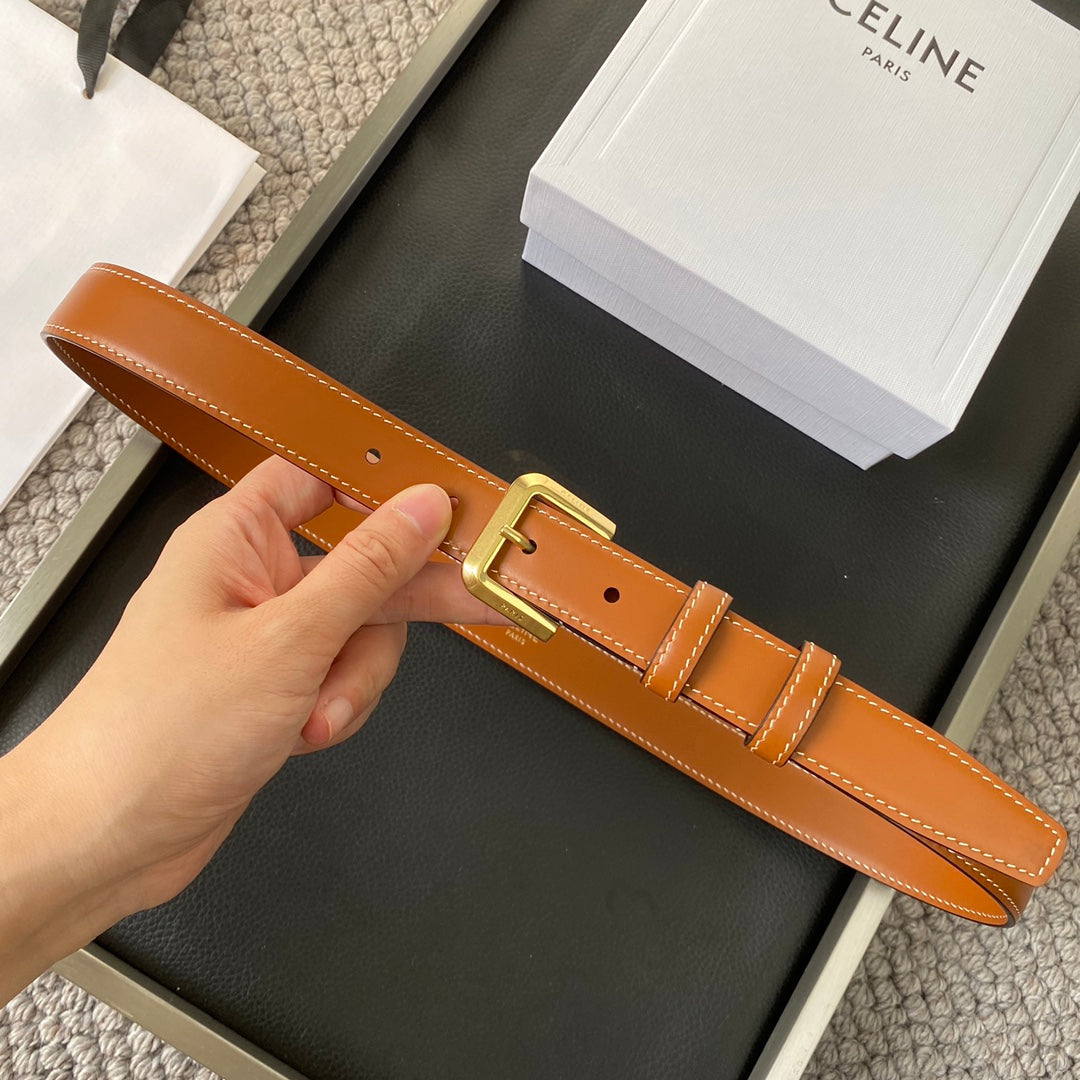BELT 25MM IN BROWN REVERSIBLE ITALIAN CALFSKIN WITH  GOLD BRASS BUCKLE