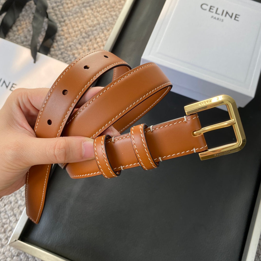 BELT 25MM IN BROWN REVERSIBLE ITALIAN CALFSKIN WITH  GOLD BRASS BUCKLE