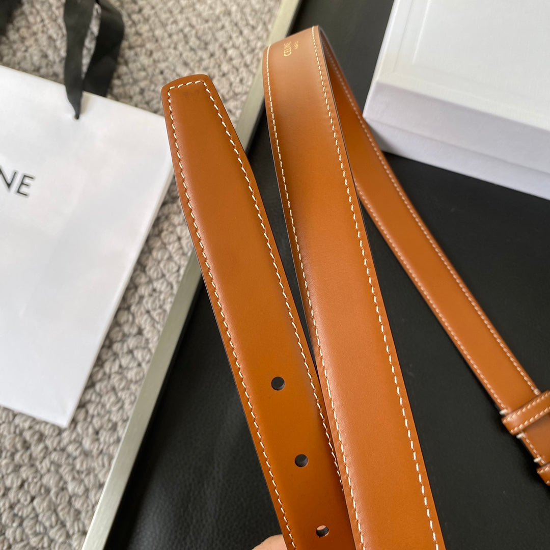 BELT 25MM IN BROWN REVERSIBLE ITALIAN CALFSKIN WITH  GOLD BRASS BUCKLE